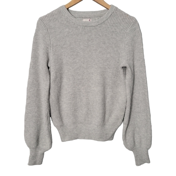 SO Light Gray Balloon Sleeve Knit Sweater - Picture 1 of 10